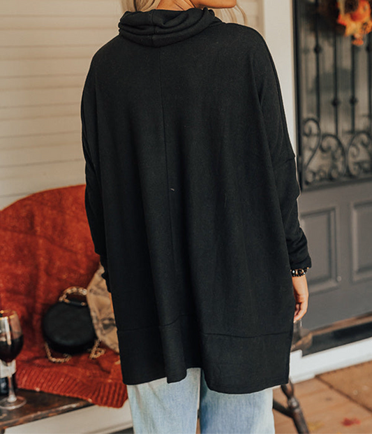 Black Cowl Neck Shift Tunic Top