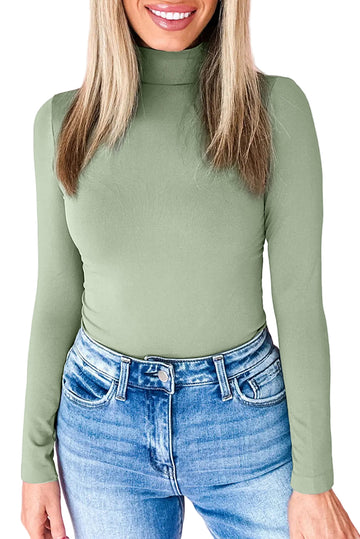 Green Bay Slim Fit High Neck Long Sleeve Basic Top