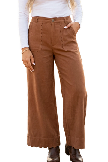 Thai Curry Scalloped Edge Pocket Full-Length Pant