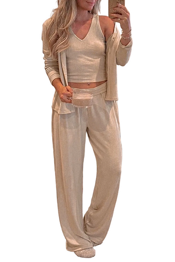 Oatmeal 3-Piece Cozy Knit Lounge Set